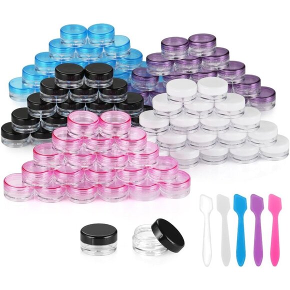 Other - 100 Pieces 3g Empty Sample Containers with Lids Cosmetic Jars with 5 Pieces Mini